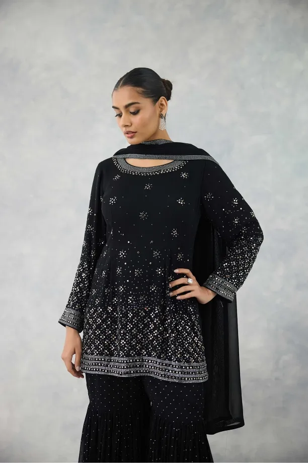 Charcoal Black Sharara Set 