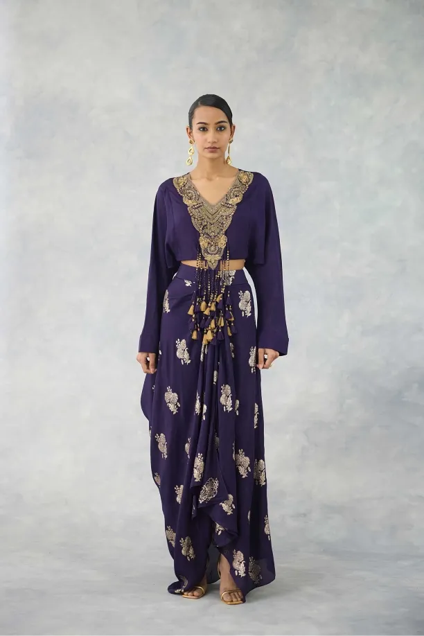 Crinkled Violet Coord Set