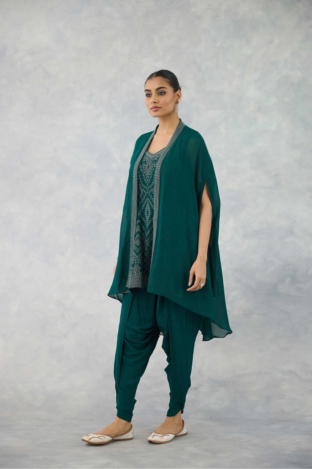 Teal Emerald Dhoti Set 