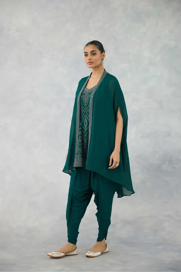 Teal Emerald Dhoti Set 