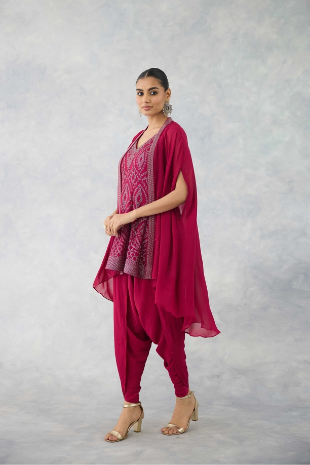 Plum Red Dhoti Set