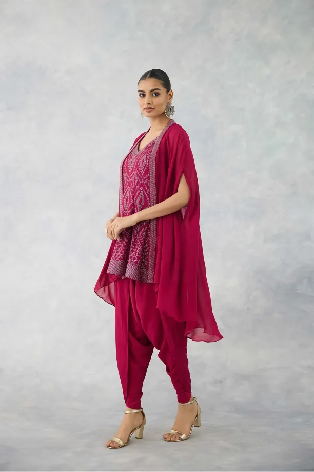 Plum Red Dhoti Set