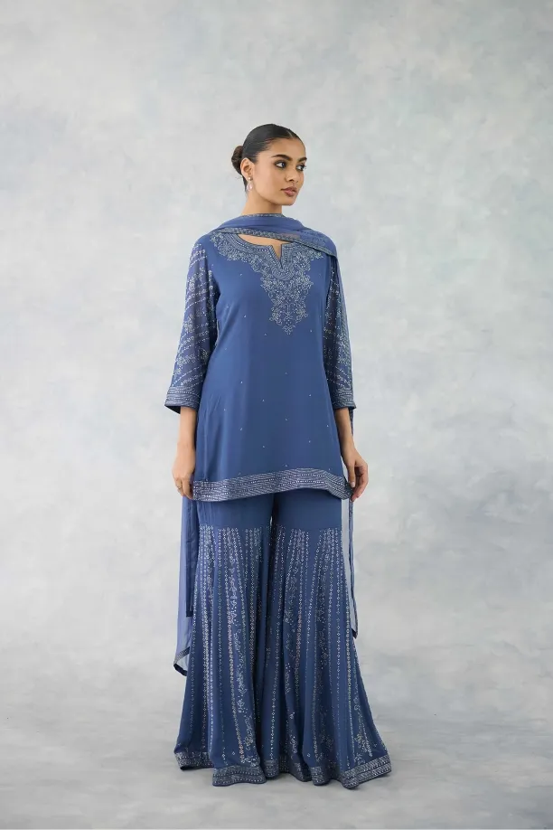 Midnight Blue Sharara Set