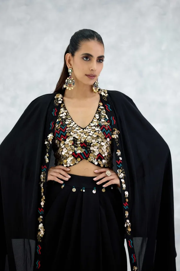 Black Georgette Kaftan Set