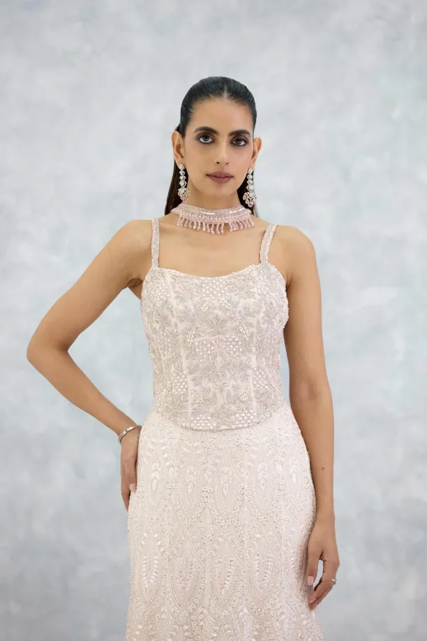 Coral Blush Georgette Lehenga Set