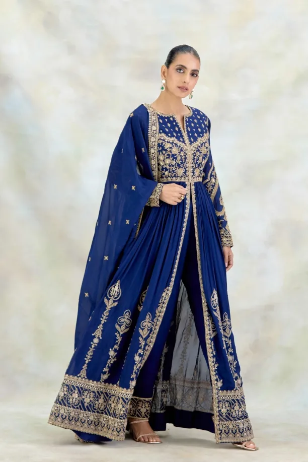 Cobalt Blue Net Suit Set