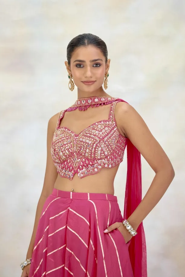 Rani Pink Organza Sharara Set