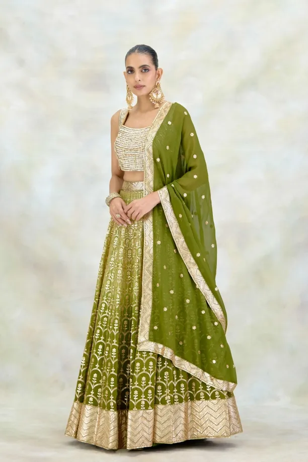 Fern Green Georgette Lehenga Set