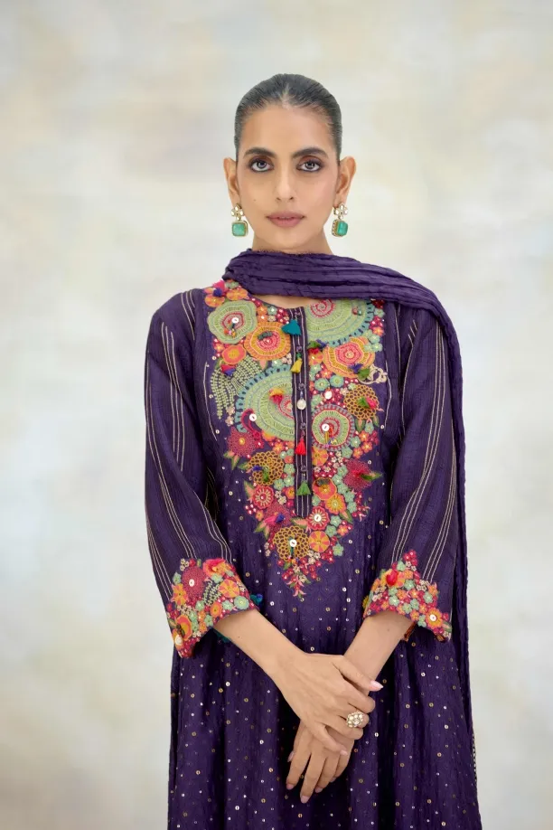 Royal Purple Silk Suit Set