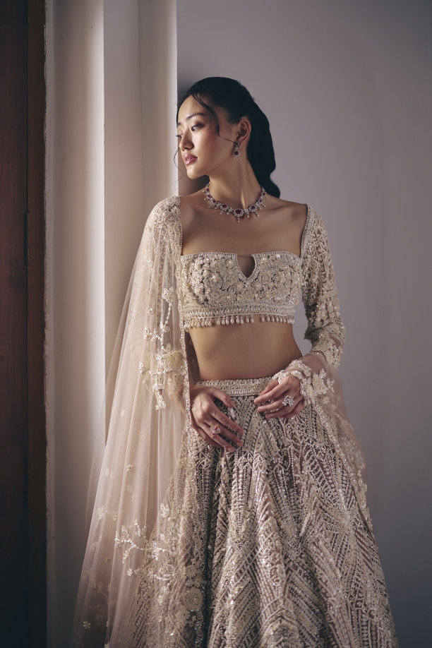 Bronze Net Lehenga Set