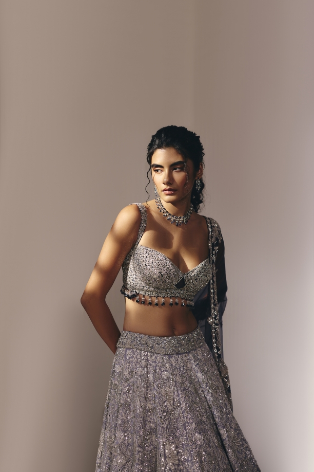 Ombre Tissue Net Lehenga Set