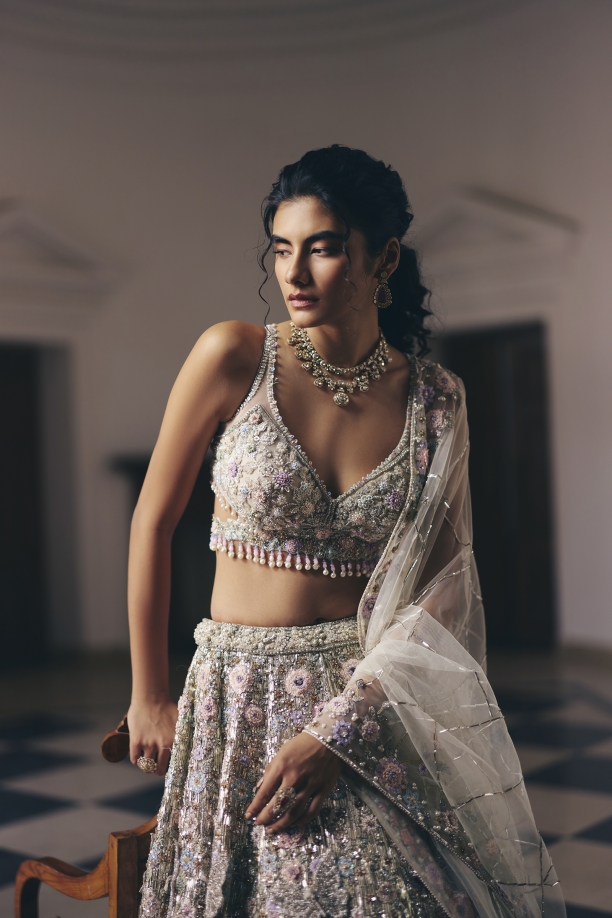 Champagne Tissue Lehenga Set