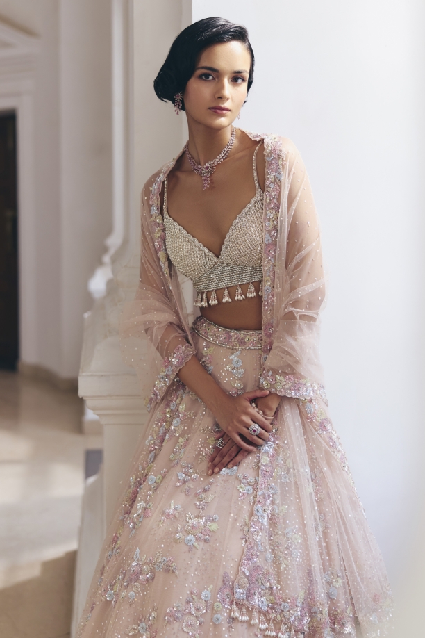 Blush Bloom Embroidered Lehenga Set