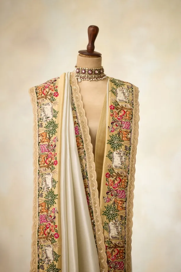 Silver Gold Tissue Slik Saree