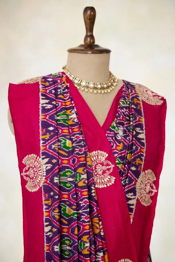 Rani Pink Ikkat Patola Saree