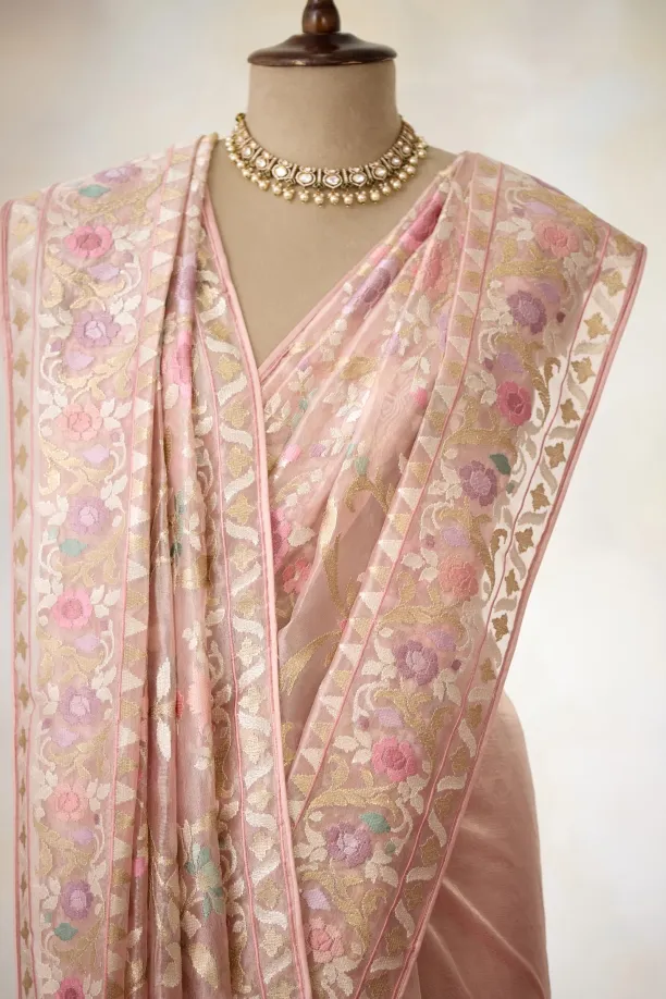 Powder Pink Tissue Saree