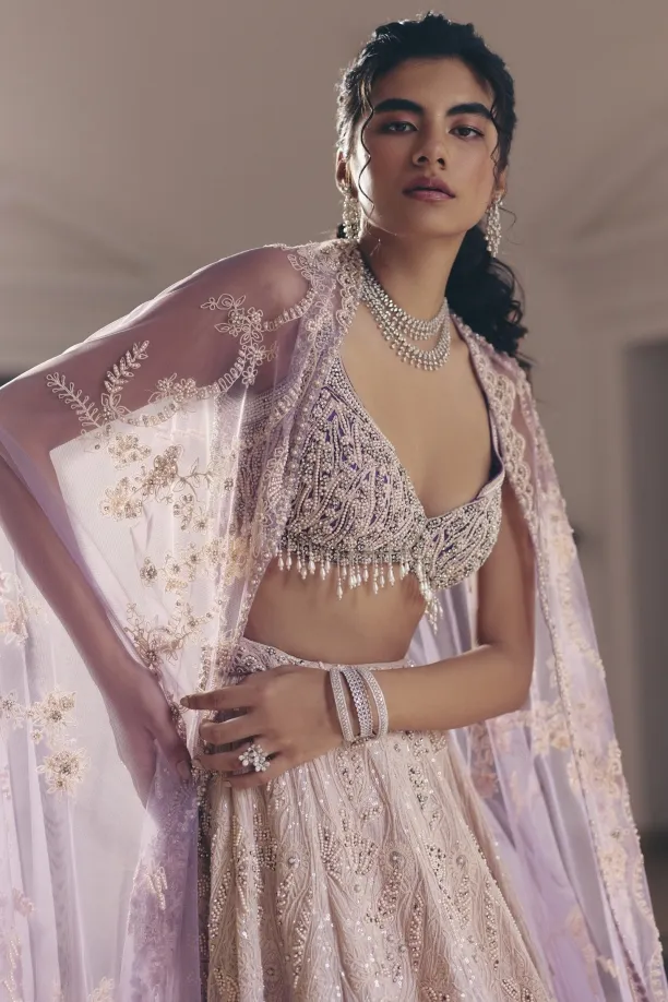 Purple Ombre Georgette Lehenga Set