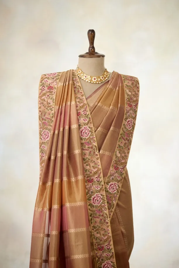 Pearl Pink Tissue Slik Saree
