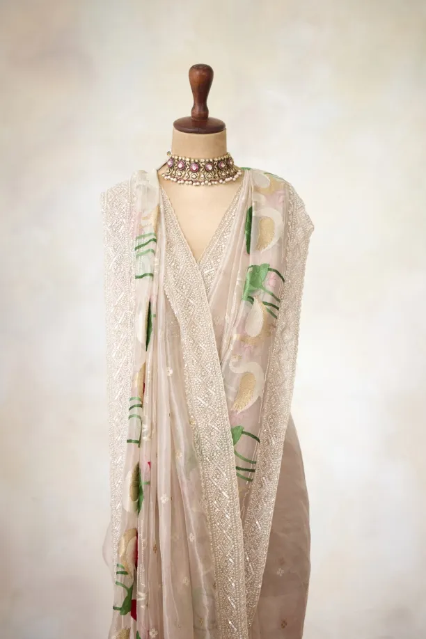 Silver Tissue Silk Saree