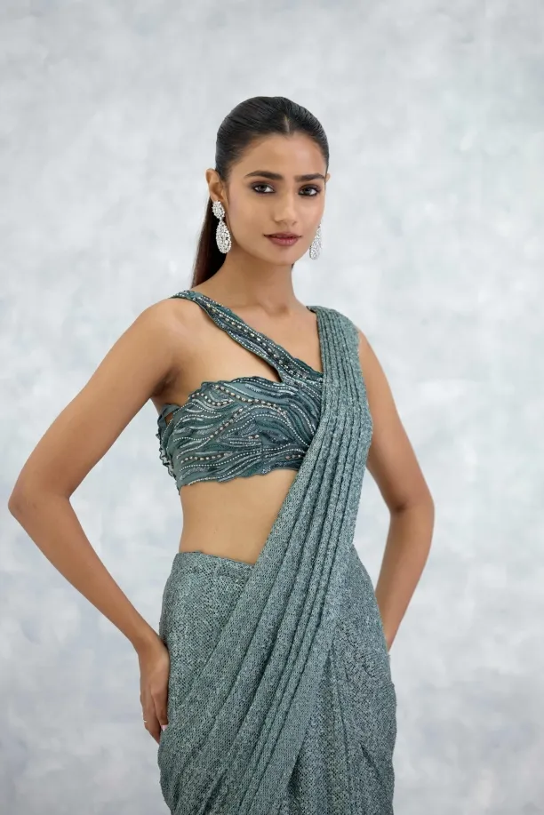 Aqua Net Drape Saree
