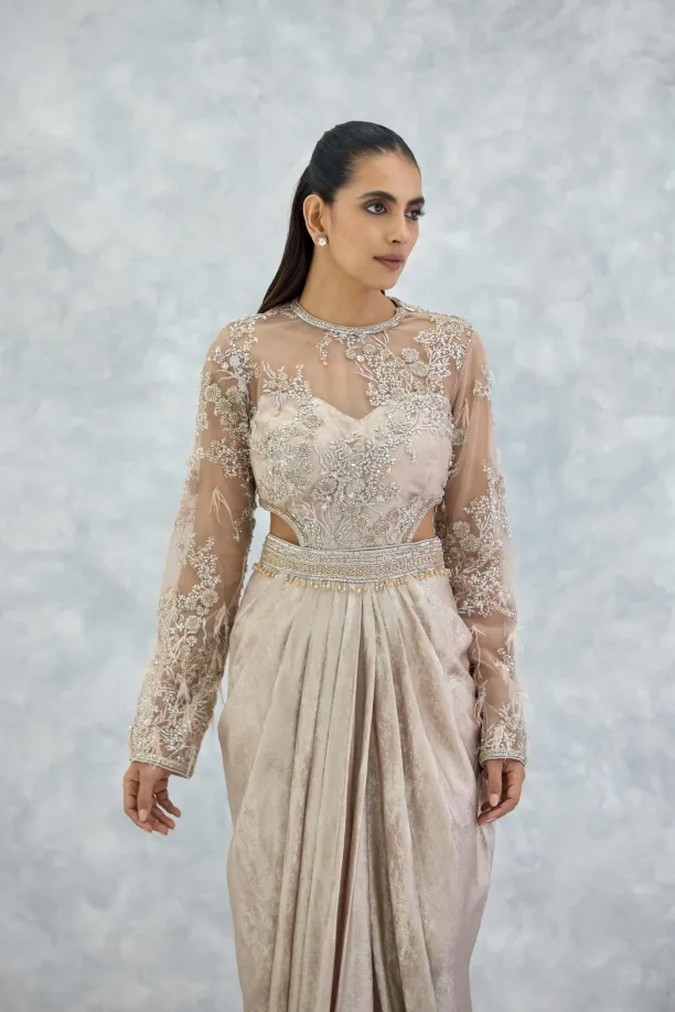 Champagne Gold Georgette Net Gown