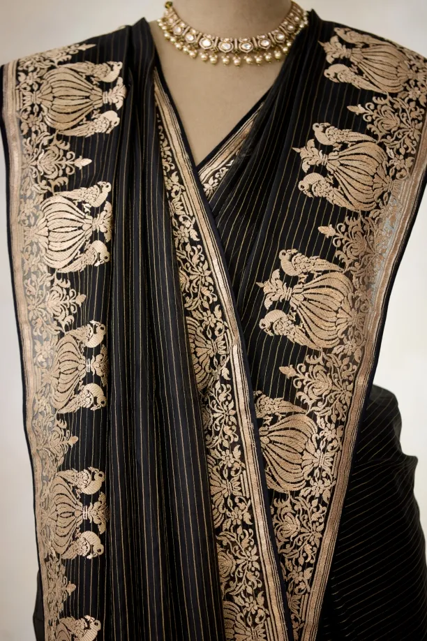 Onyx Black Organza Saree