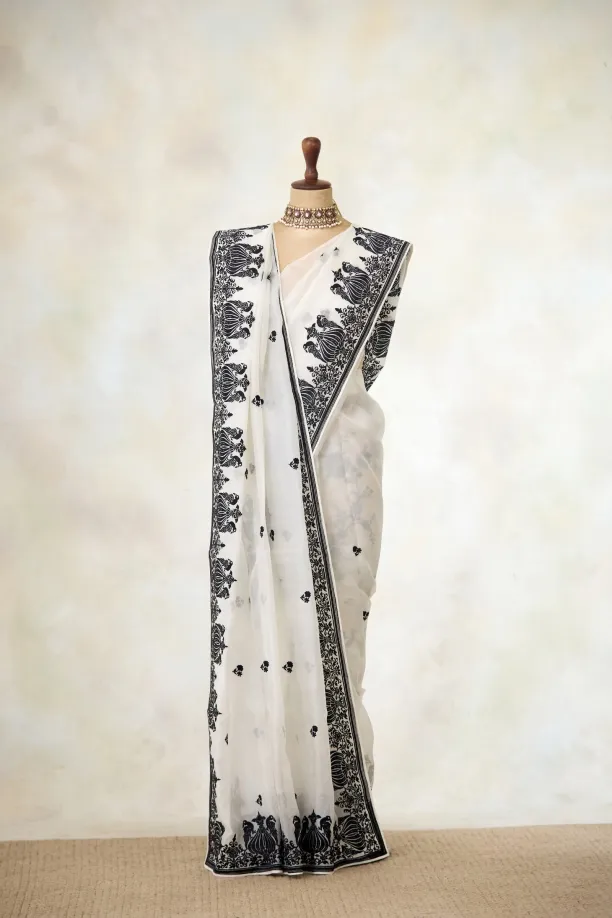 White Noir Organza Saree