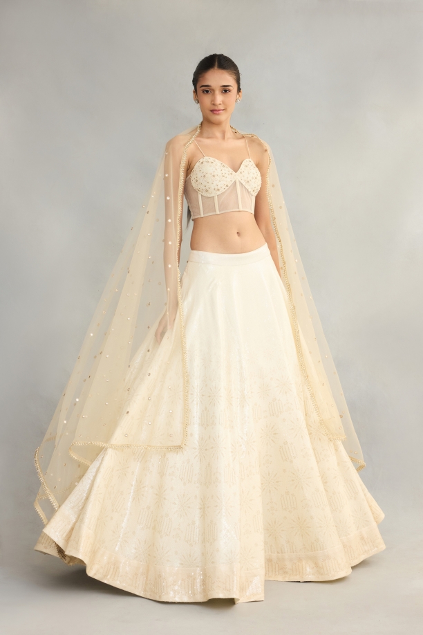 Ivory Georgette Lehenga