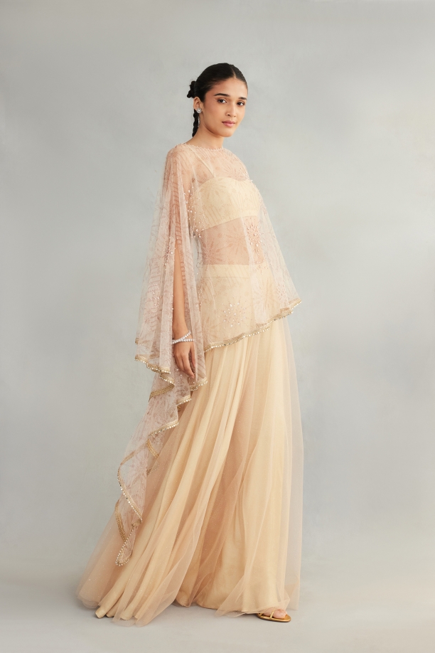 Ivory Shimmer Set Sharara