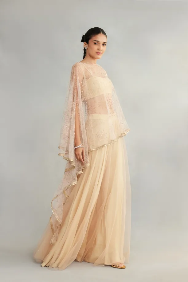 Ivory Shimmer Set Sharara