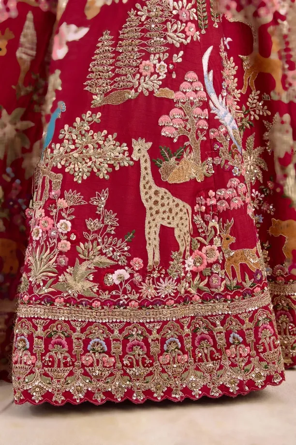 Maroon Silk Lehenga Set 