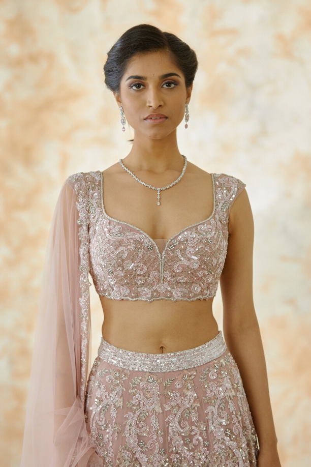 Rose Pink Net Lehenga