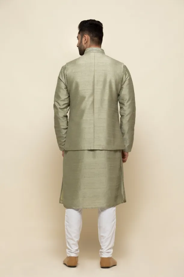 Sage Green Silk Jacket Set