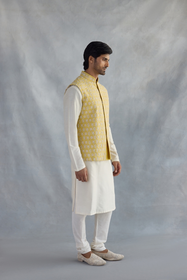 Custard Yellow Half Jacket Set