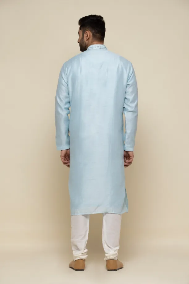 Baby Blue Silk Kurta Set