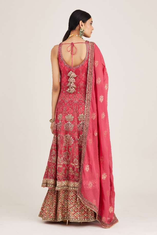 Pink Rose Anarkali Gown Set