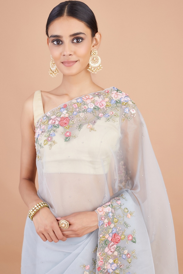 Blue Frost Organza Saree