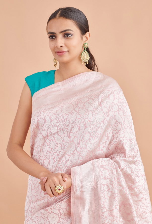 Bird Motif Silk Brocade Saree
