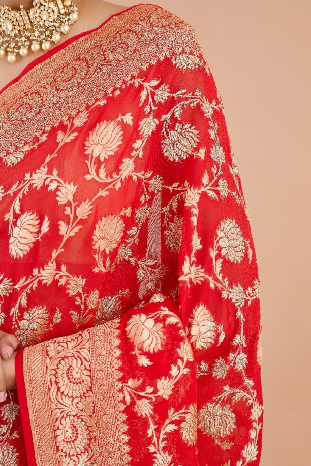Red Banarasi Georgette Saree