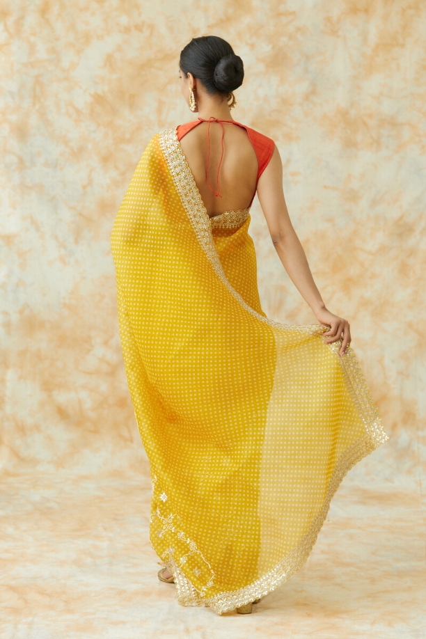 Mango Yellow Organza Saree