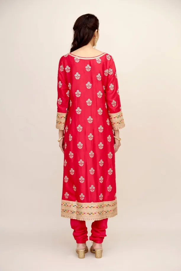 Ruby Pink Silk Suit