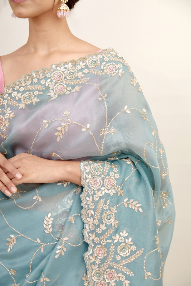 Veronica Blue Organza Saree