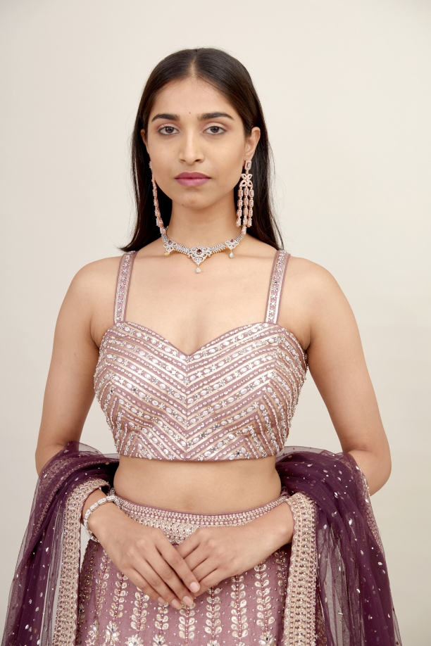 Ombre Grape Wine Lehenga