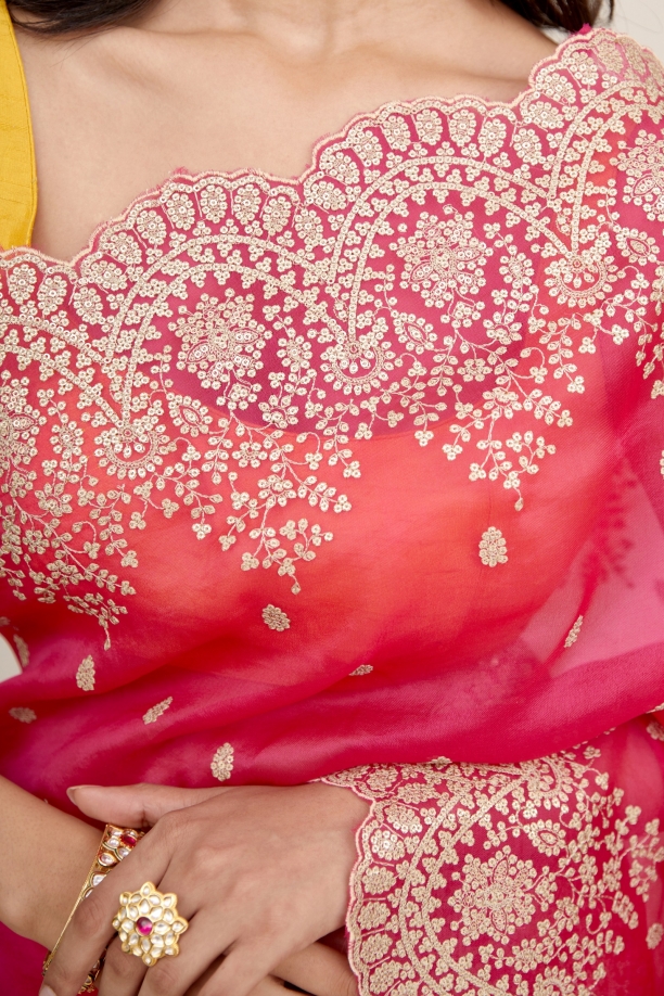 Wild Rose Organza Saree