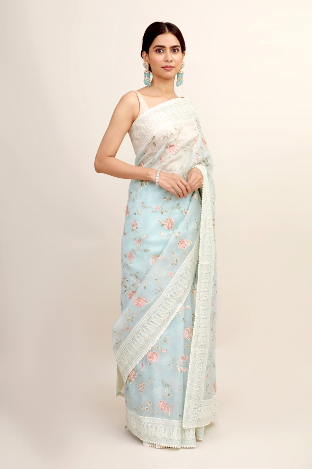Georgia Blue Organza Saree