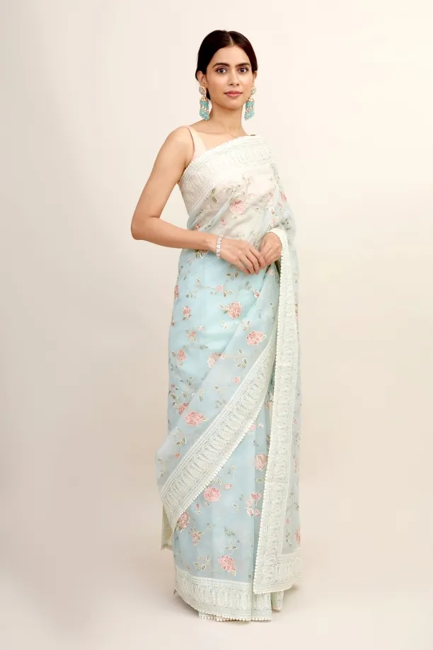 Georgia Blue Organza Saree