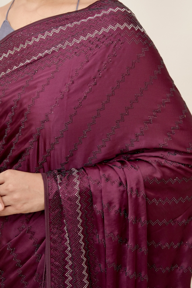 Mulberry Satin Saree