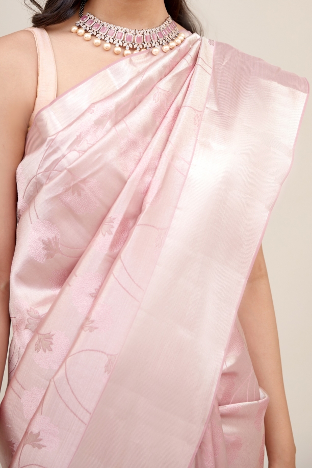 Rose Pink Kanjivaram Silk Saree