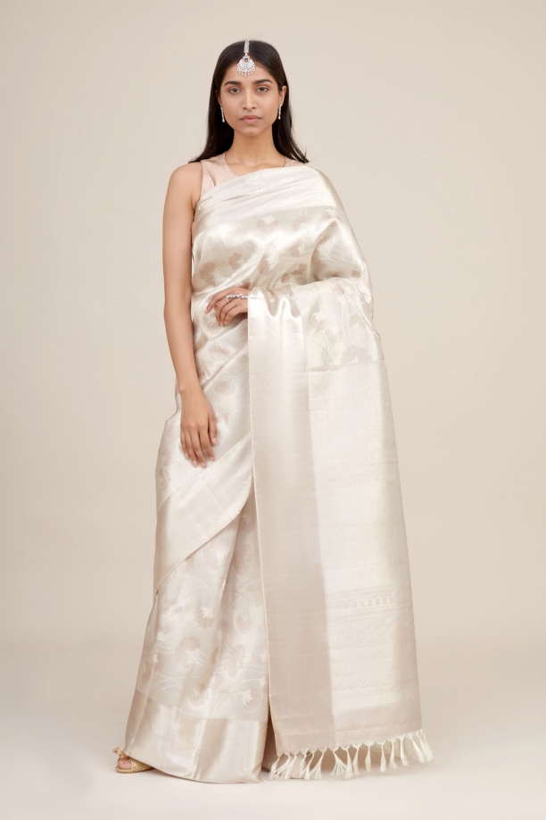 Abalone Grey Silk Saree