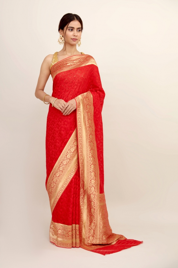 Love Red Georgette Saree